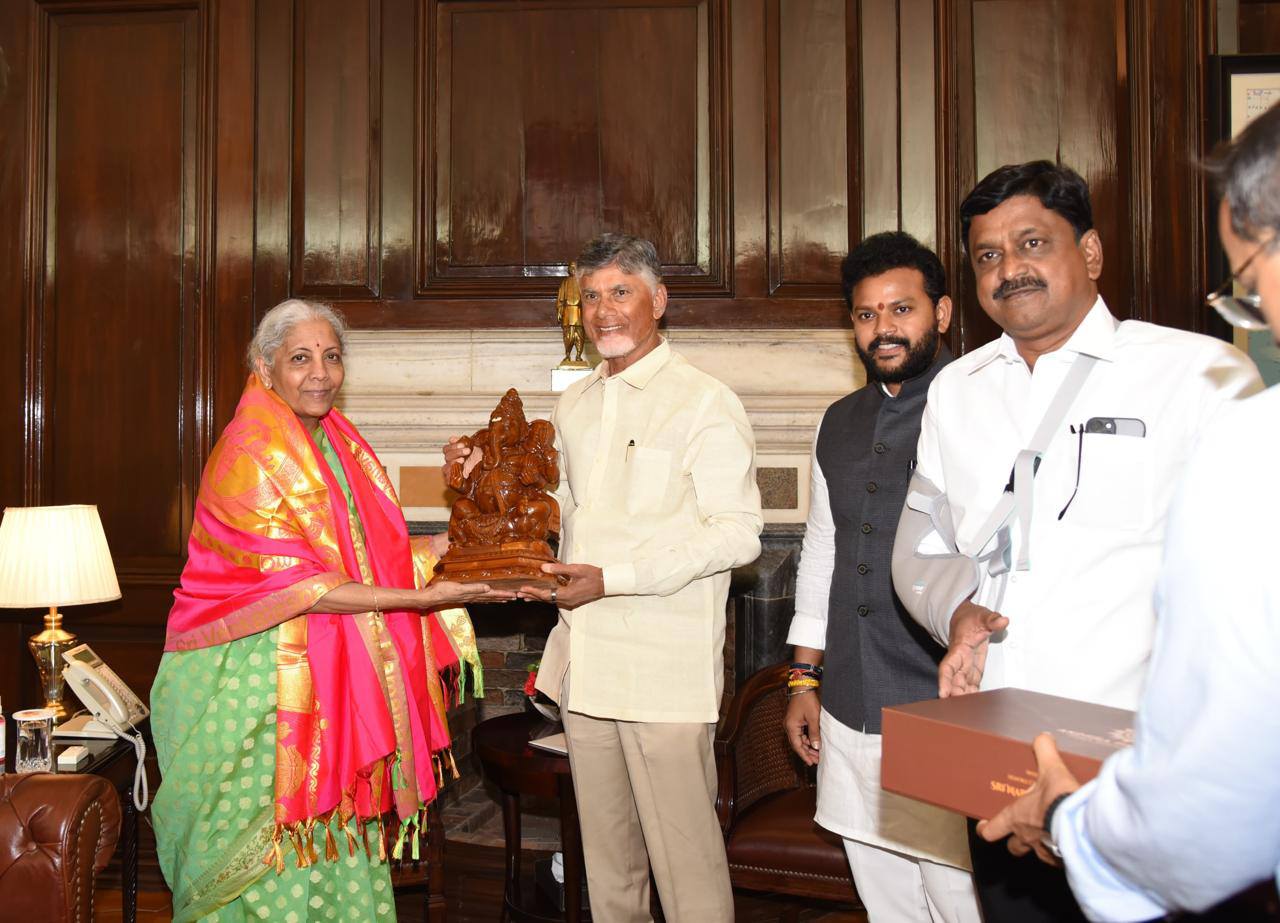Chandrababu meets Nirmala Sitharaman, seeks funds for AP’s development, including Polavaram and rural employment schemes.