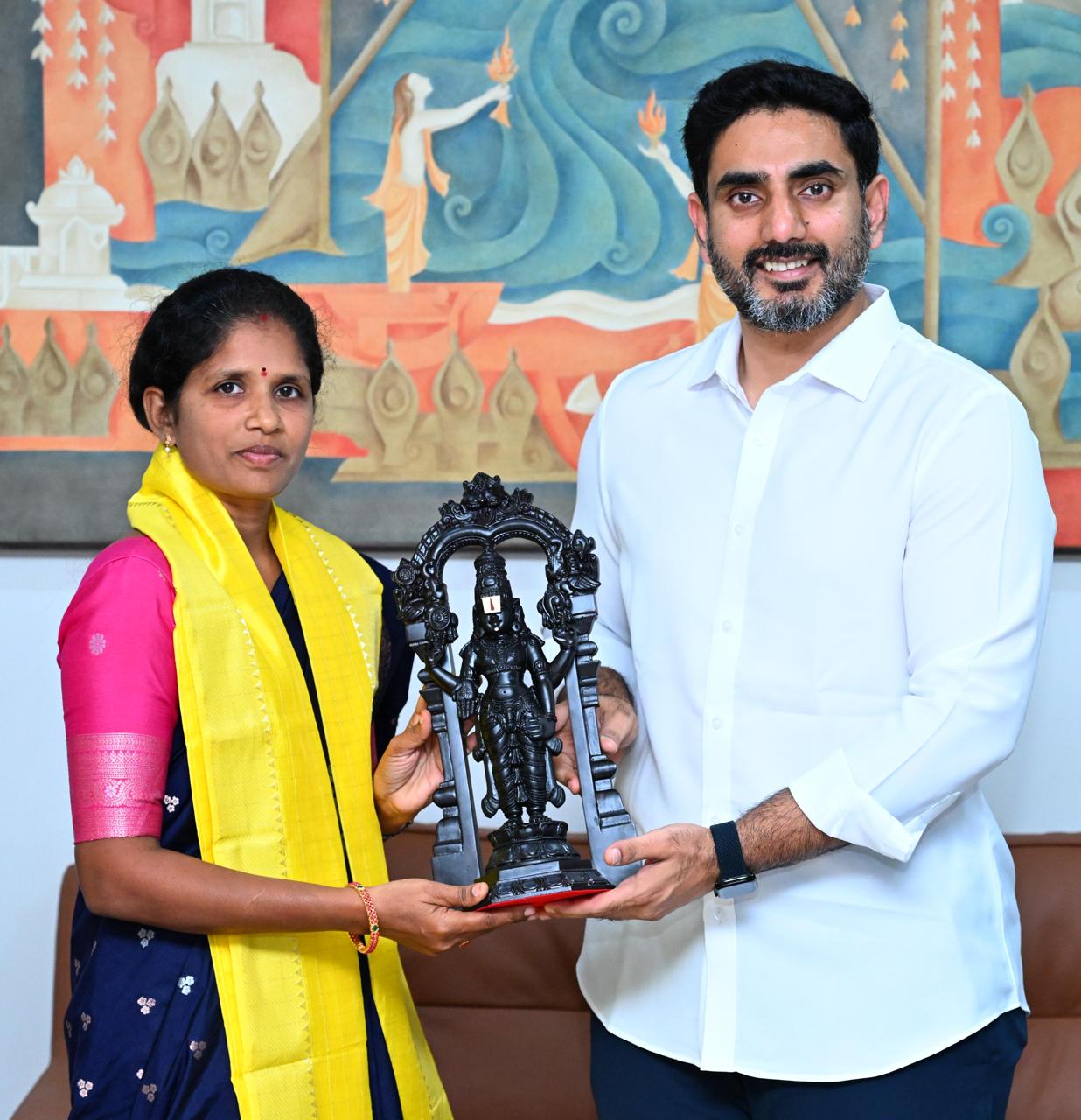 Lokesh honours teacher, vows to strengthen govt schools; focuses on quality education, seeks practical suggestions for improvement.