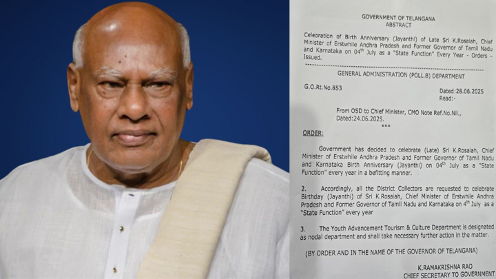Telangana Govt declares July 4 as official Rosayya Jayanti. Annual events to be organized by the Tourism & Culture Dept with district collectors’ participation.