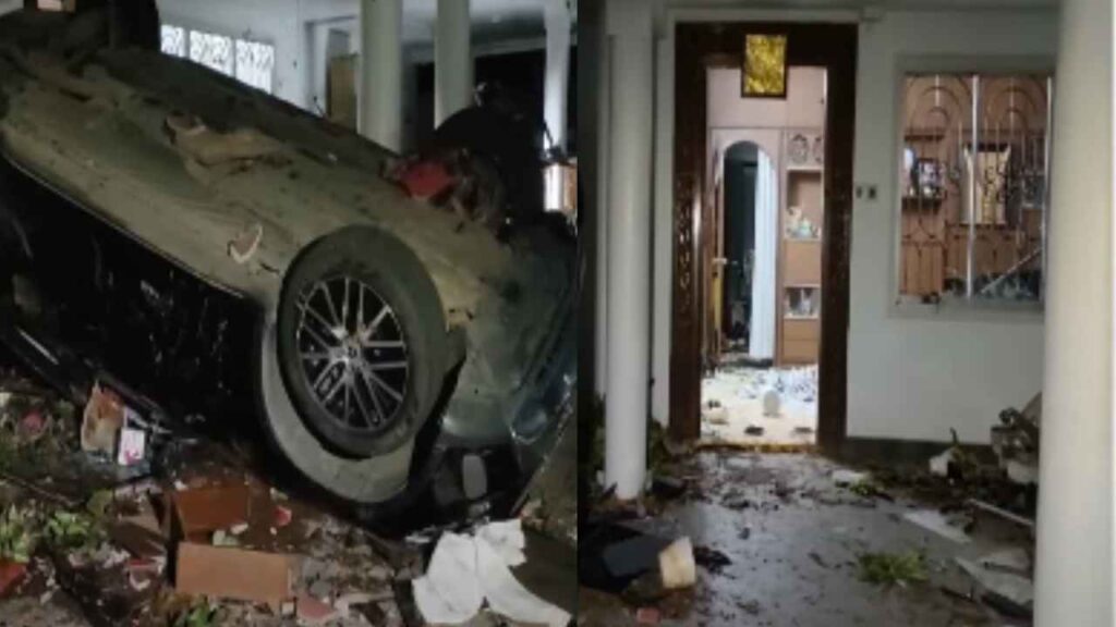Tension erupts as former MLA Prasanna Kumar Reddy’s residence is attacked in Nellore. Political rivalry suspected behind the incident.