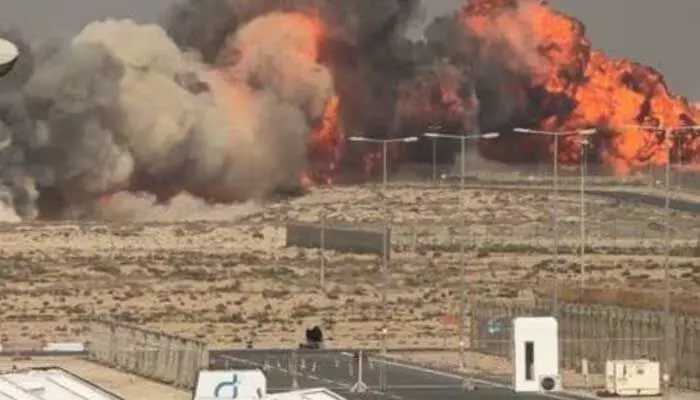 Tejas fighter jet crashes at Dubai Air Show, causing massive fire; spectators panic as pilot loses life. Incident goes viral on social media.