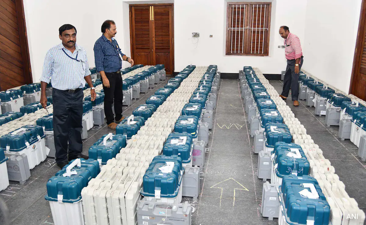 Quarterly inspection of EVMs and ballot units held at Rajender Nagar, Ranga Reddy, in the presence of representatives from political parties.