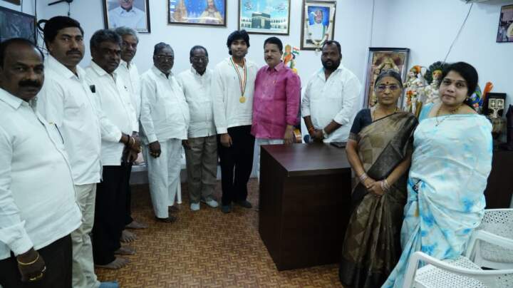 MLA Madhavaram Krishnarao felicitated mountaineer Vishwanath for scaling the world’s highest peaks and achieving multiple world records.