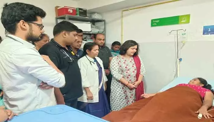 Mahbubnagar Collector visited students injured in Balanagar bus accident, consoling them and ensuring proper medical care.